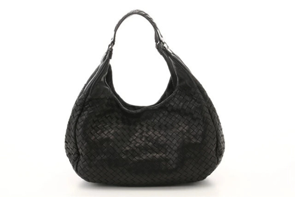 BOTTEGA VENETA Shoulder Tote Bag Campana Calf Intrecciato Black